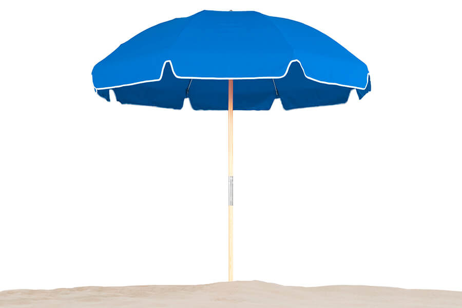 Pacific blue Frankford umbrella featured in the Beach collection