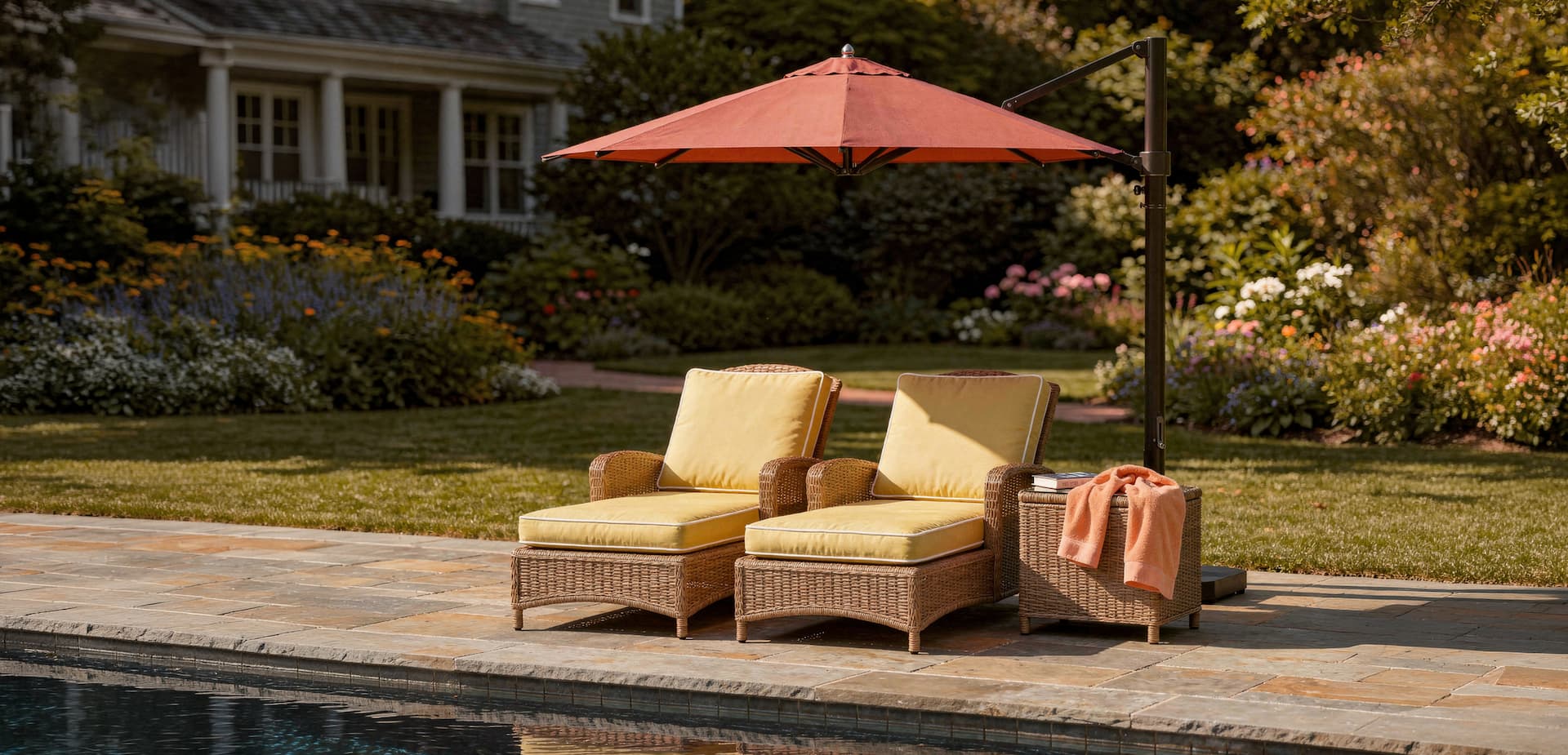 at home patio umbrella wood Amazon.com : KXWOQ3ED Outdoor Patio Striped Umbrella, 9ft Wooden Beach  Umbrella, UV Protection Garden Parasol, Market Table Sun Umbrella for  Backyard Pool(Color:Black+White) : Patio, Lawn & Garden