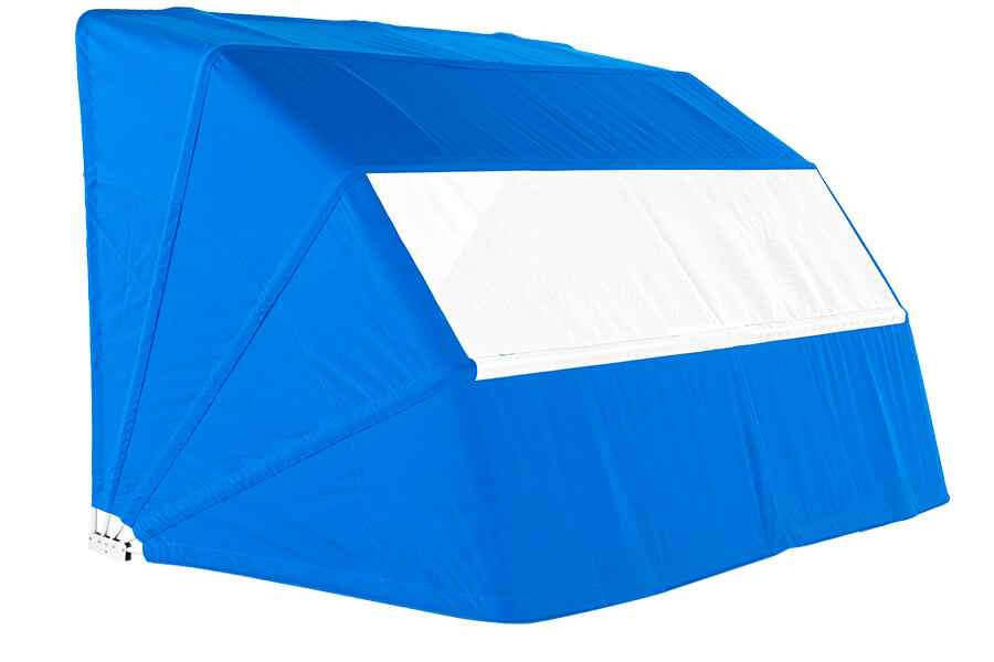 Frankford beach cabana with pacific blue fabric